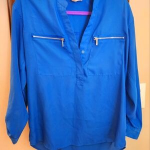 Michel Kors Blue Women's Top with Zipper Accents